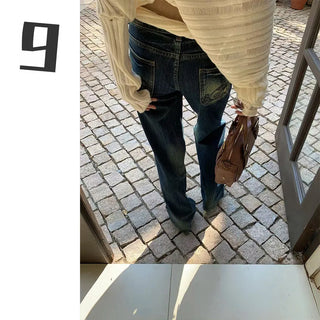 embroidered straight jeans