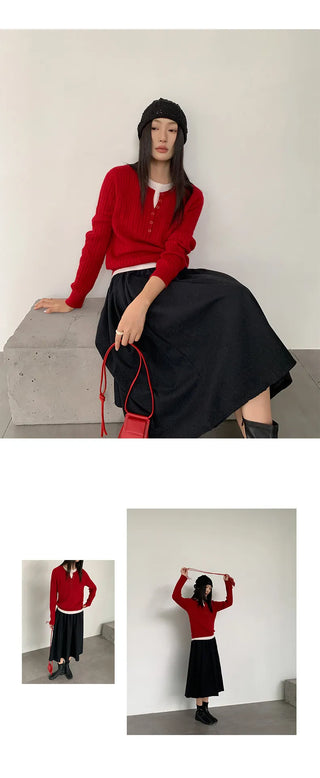 Korean pleated midi skirt