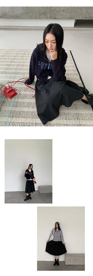 Korean pleated midi skirt