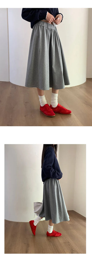 Korean pleated midi skirt