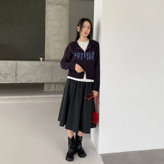Korean pleated midi skirt