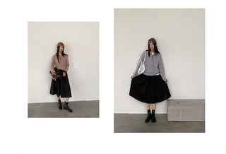 Korean pleated midi skirt