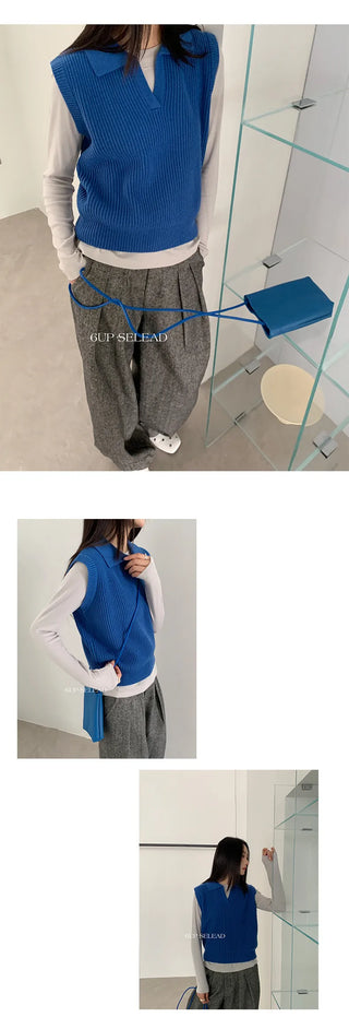 lapel wool vest