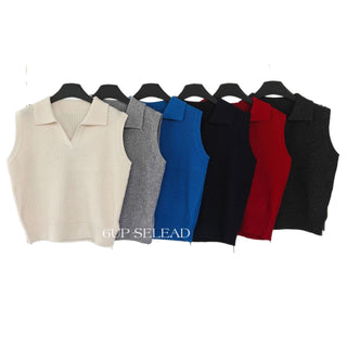 lapel wool vest
