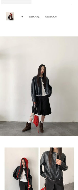 minimalist leather coat