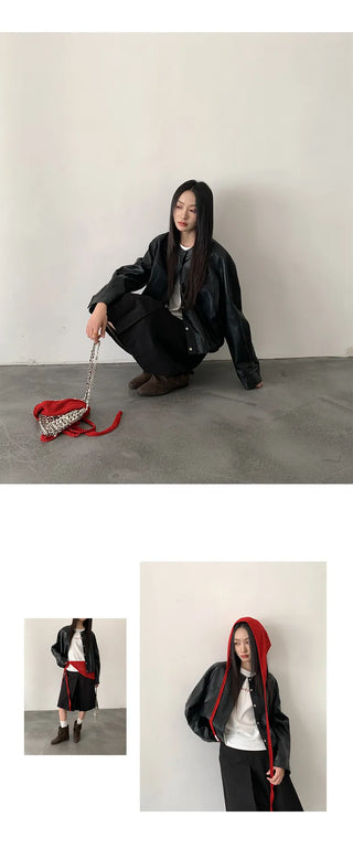 minimalist leather coat