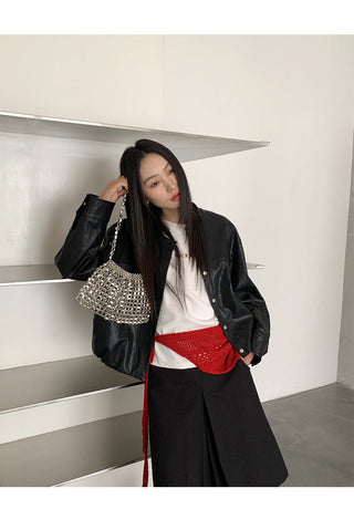 minimalist leather coat