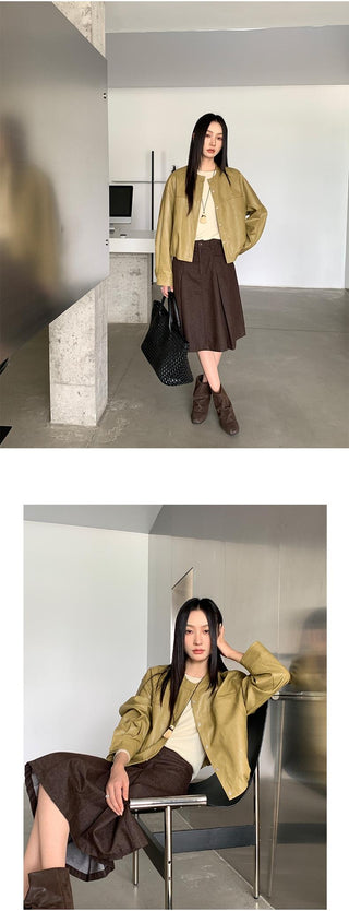 minimalist leather coat