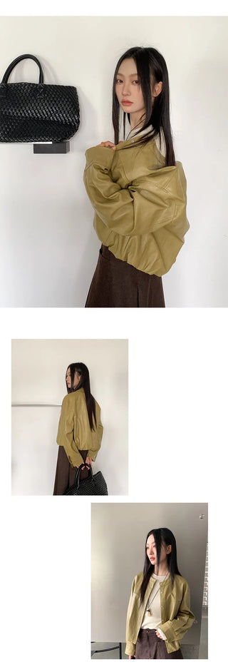 minimalist leather coat