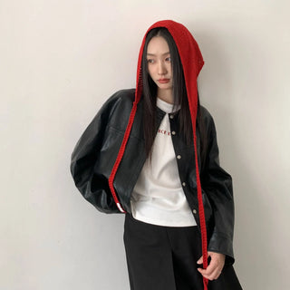 minimalist leather coat