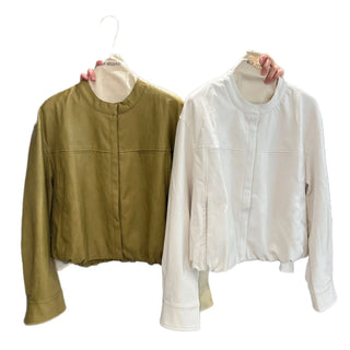 minimalist leather coat