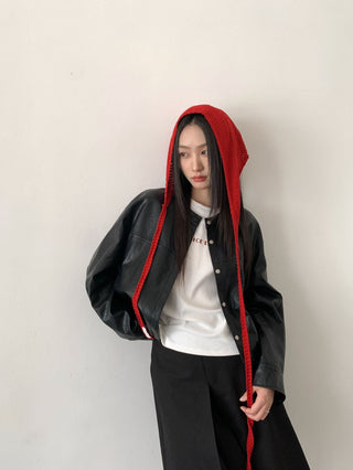 minimalist leather coat