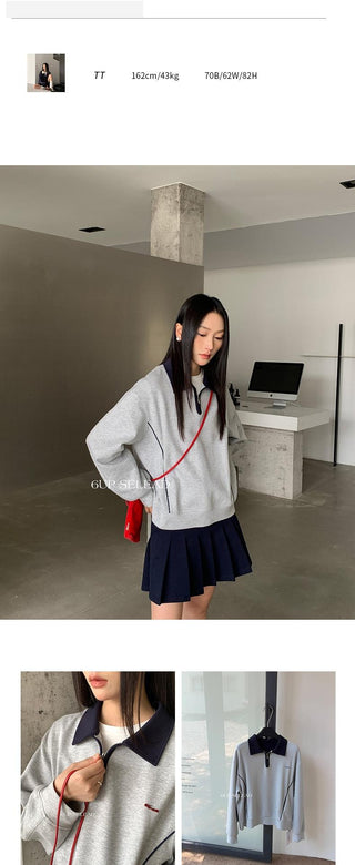 contrast lapel sweater