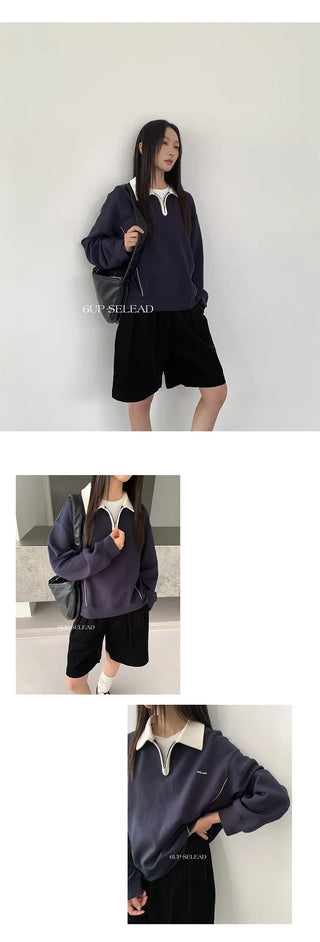 contrast lapel sweater