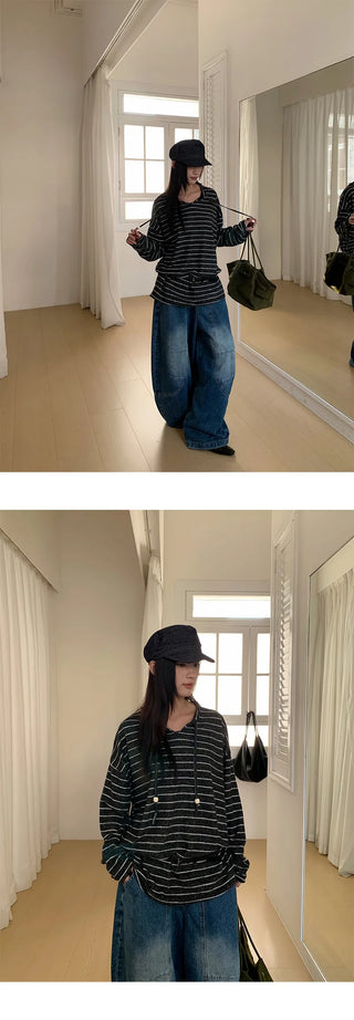 striped hooded sweater