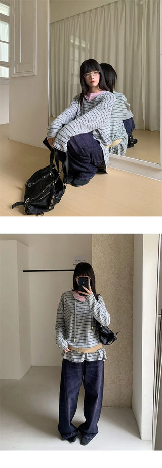 striped hooded sweater