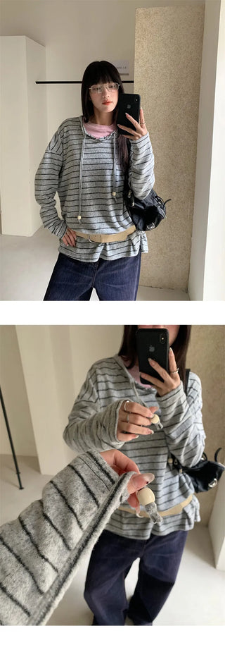 striped hooded sweater