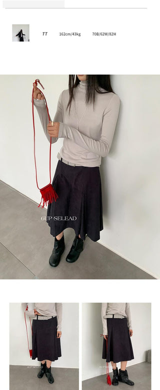 suede pleated skirt