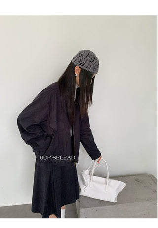 suede pleated skirt