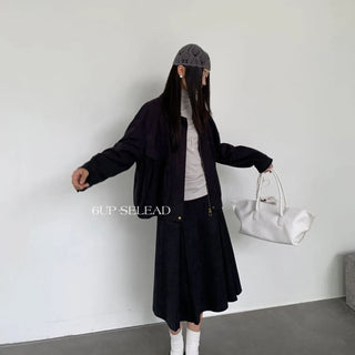 suede pleated skirt