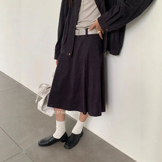 suede pleated skirt