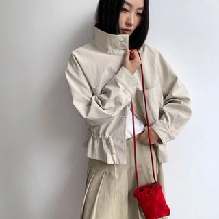 minimalist leather coat