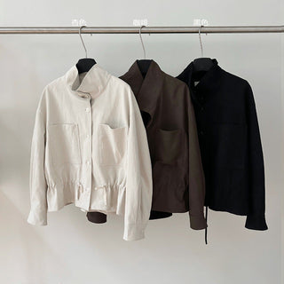 minimalist leather coat