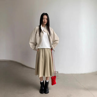 minimalist leather coat