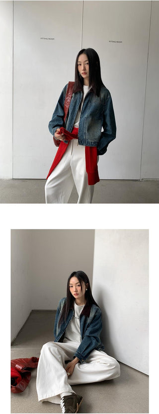 contrast denim jacket