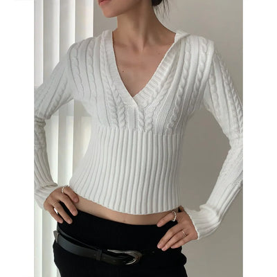 V-neck hooded