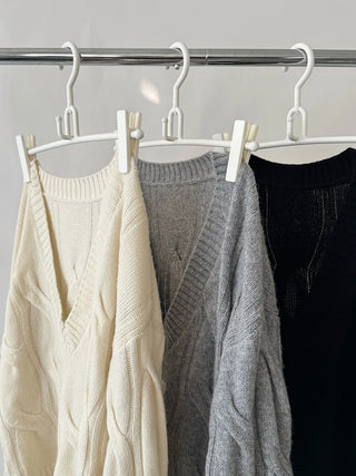 wool V-neck cardigan