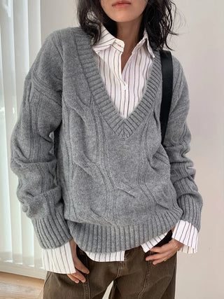 wool V-neck cardigan
