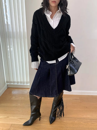 wool V-neck cardigan