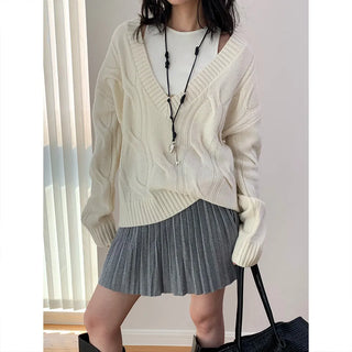 wool V-neck cardigan