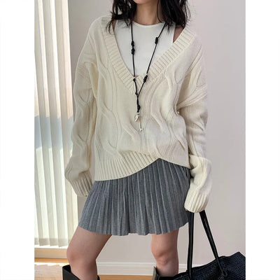 wool V-neck cardigan