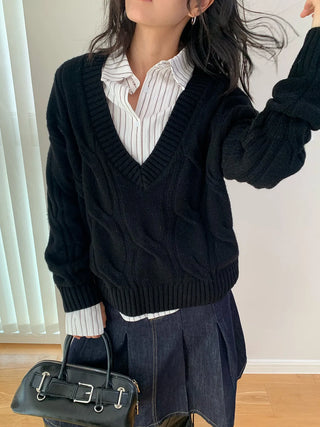 wool V-neck cardigan