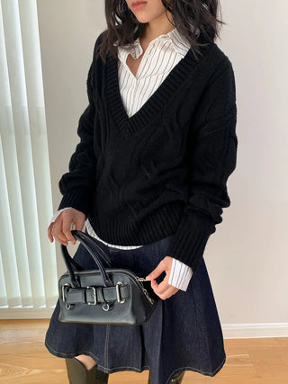 wool V-neck cardigan