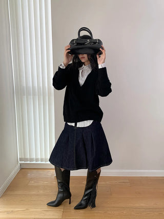 wool V-neck cardigan