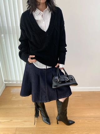 wool V-neck cardigan