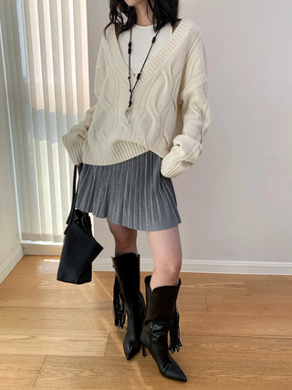 wool V-neck cardigan