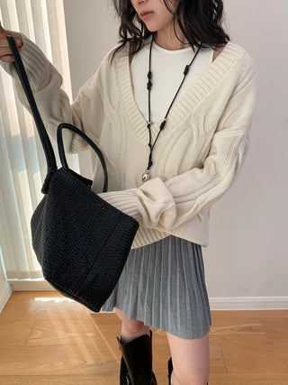 wool V-neck cardigan