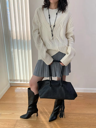 wool V-neck cardigan