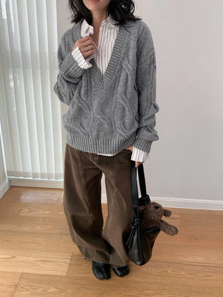 wool V-neck cardigan