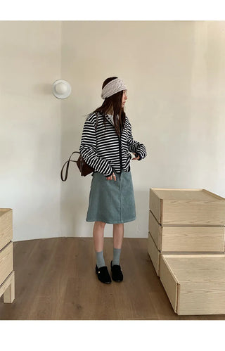 striped hooded cardigan