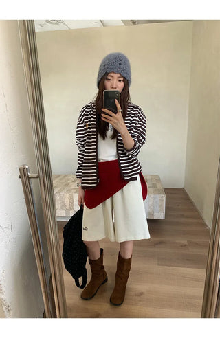 striped hooded cardigan