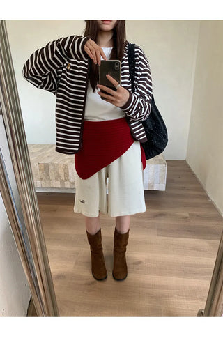 striped hooded cardigan