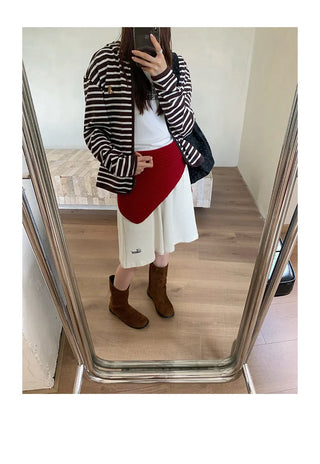 striped hooded cardigan