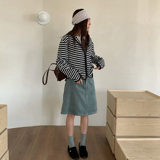 striped hooded cardigan