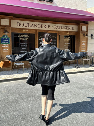 distressed leather jacket
