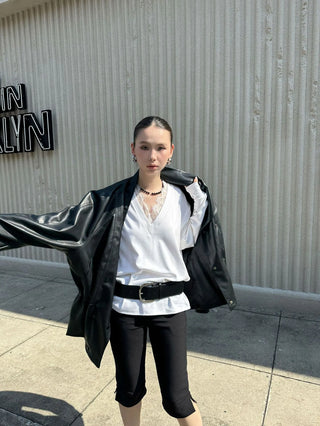 distressed leather jacket